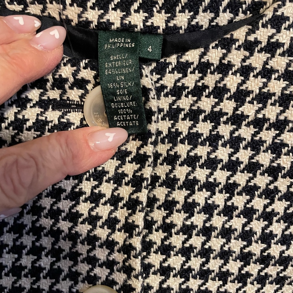 Lauren by Ralph Lauren Black and White Houndstooth and Women's Jacket Size 4 - Picture 2 of 4
